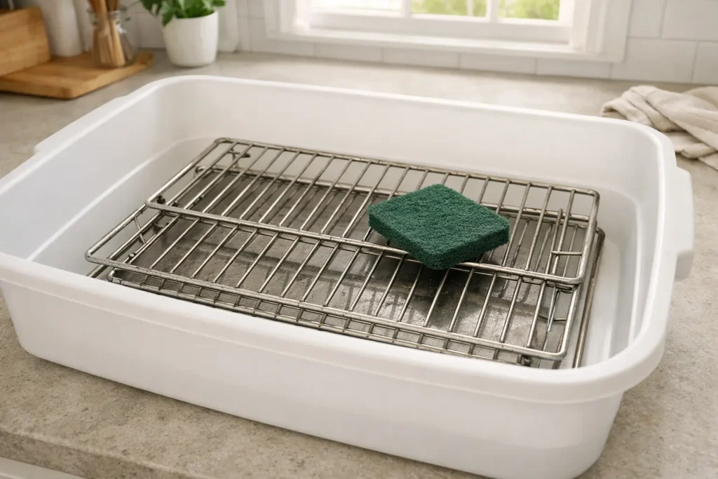 what not to do when cleaning oven racks without chemicals