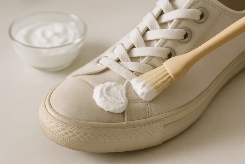 how to clean white sneakers using baking soda and hydrogen peroxide paste