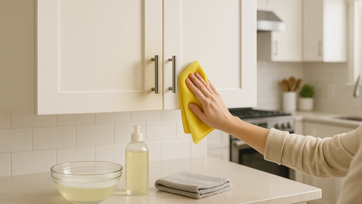 how to remove grease from kitchen cabinets