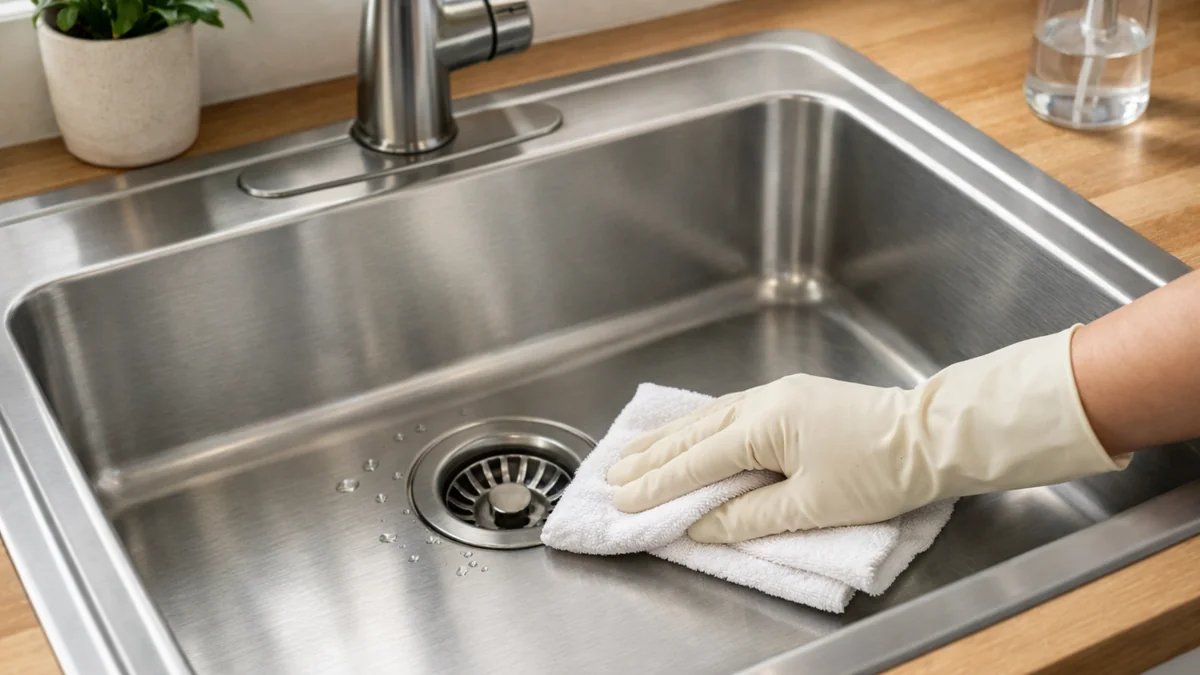 Clean a stainless steel sink naturally with a microfiber cloth