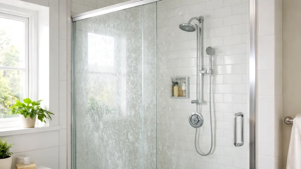 how to get hard water stains off shower glass