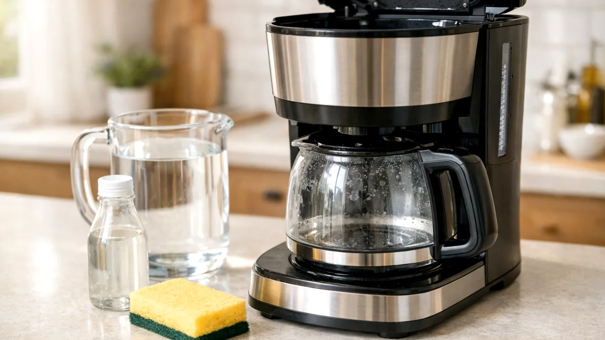 how to clean a coffee maker with vinegar using water and vinegar solution on a drip coffee machine