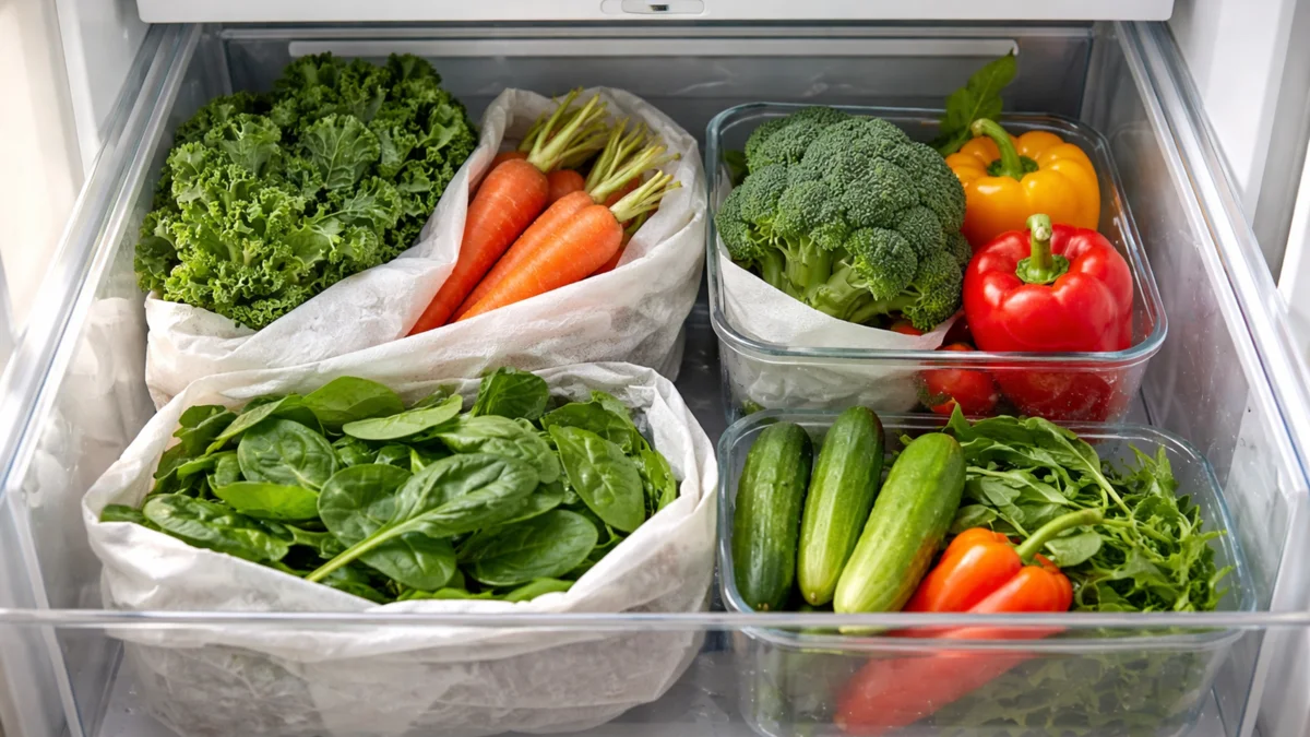 keep vegetables fresh longer in organized fridge drawer