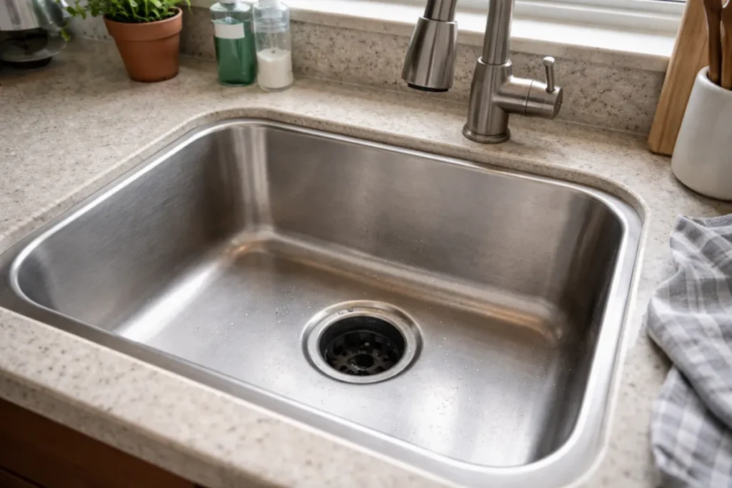 clean kitchen sink with garbage disposal drain