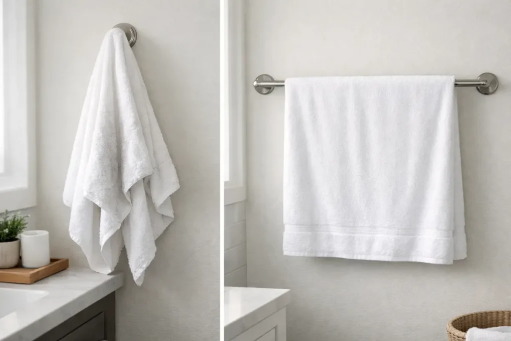 towel on hook vs towel on bar drying difference